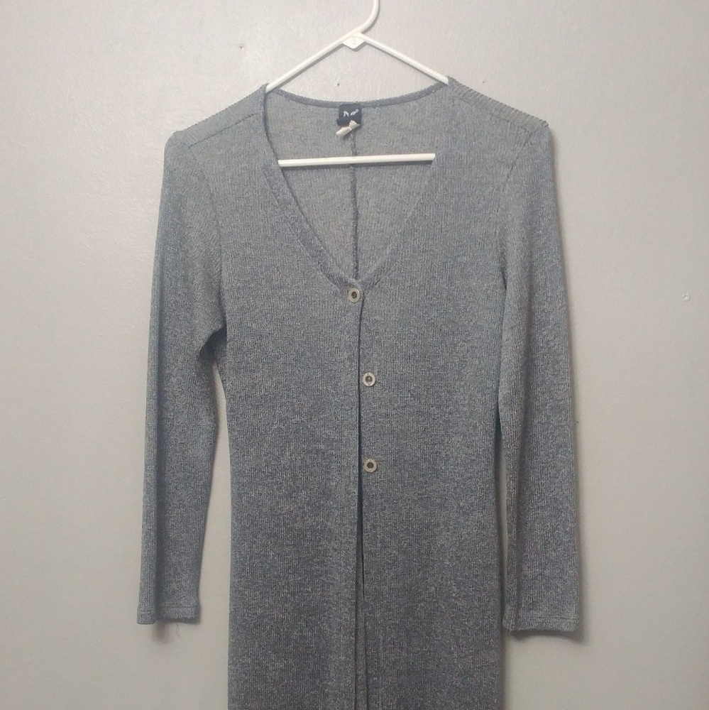 Calf length 3 button sweater